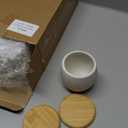 Remerry 6 Pcs 3.5 Inch Mini Succulent Pots with Bamboo Tray White Ceramic Pots Color Your Own DIY Small Planters Containers for Flower Cactus with Drainage Hole for Plant Lover