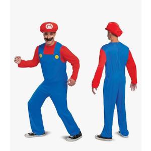 Disguise mens Mario Costume, Official Nintendo Super Mario Bros Adult Costume With Hat and Mustache Large