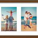 decorUhome 8x20 Picture Frames Collage Wall Decor, Display 4Pcs 4x6 Photos with Mat or 1Pcs 8x20 Unmatted, 4 4x6 Collage Picture Frames for Wall Mounting, Brown