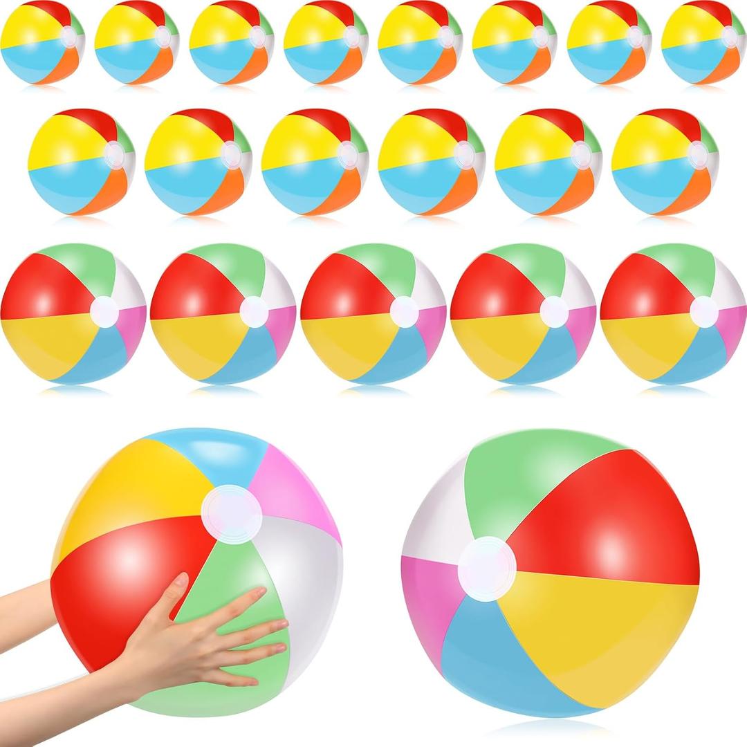 100 Pack Inflatable Beach Balls 10'' 11'' 12.6'' Rainbow Colored Beach Ball Summer Pool Party Toys for Water Games Hawaiian Party Decorations Birthday Favors Supplies