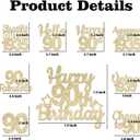 2 x 90th Cake Topper with Cupcake Toppers for 90th Birthday Decorations for Women 25Pcs Gold Glitter Cake Cupcake Birthday Party Decorations