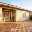 9Pcs Acacia Wood Interlocking Patio Deck Tiles, 12 x 12 x 0.9 Inch Outdoor Flooring, Waterproof for All-Weather Use Crossed, Natural