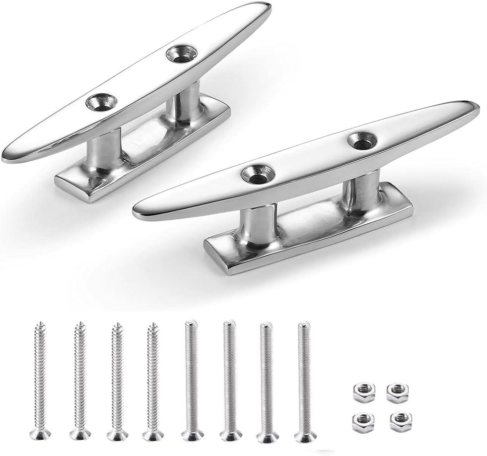 Boat Cleat Open Base 4/5 /6/8 inch, Dock Cleat 316 Stainless Steel Marine Grade, Include Installation Screws
