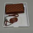 OCASE for iPhone 17 Pro Crossbody Wallet Case - Stylish PU Leather Handbag Phone Purse with Zipper Closure, Card Slots & RFID Blocking - Wrist Strap, Lanyard, Kickstand - Diamond Check Brown