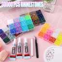 30000Pcs in 48 Colors Rhinestones for Bedazzling and Diamond Art, 3mm Flatback Gems with 310ml B7000 Jewelry Glue Tweezers, Perfect for Nail Art, Crafting, Clothing, Fabric Decor