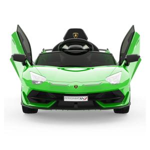 Patikuin 12v Ride on Car, Battery Powered Electric Car for Kids, Ride on Toys w/Parent Remote Control, Two- Motor Drive, Bluetooth Player, Double Door, Slow Start,Licensed Lamborghini, Green