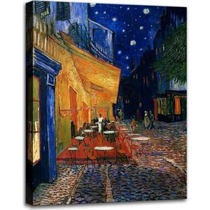 weiyiart Terrace at Night by Vincent Van Gogh. The World Classic Art Reproductions, Giclee Canvas Prints Wall Art for Home Decor,24x16 inches (16L" x 24W", blue2)