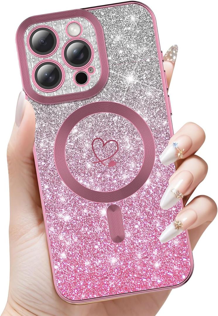 for iPhone 15 Pro case, Compatible with MagSafe, Luxury Plating Heart Pattern Design, Full Camera Lens Protector Soft TPU Protective Phone Case for Women Girls 6.1" (Pink) for iPhone 15 Pro case, Compatible with MagSafe, Luxury Plating Heart Pattern Design, Full Camera Lens Protector Soft TPU Protective Phone Case for Women Girls 6.1" (Pink)