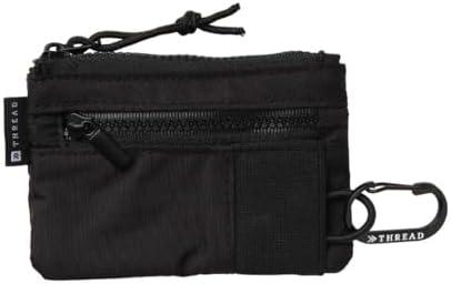 Thread Wallets Pouch Wallet – Compact Zip Wallet with Clear ID Window, Coin & Card Pockets, and Key Stash – Lightweight Rip-Stop Travel Wallet for Men & Women (Black)