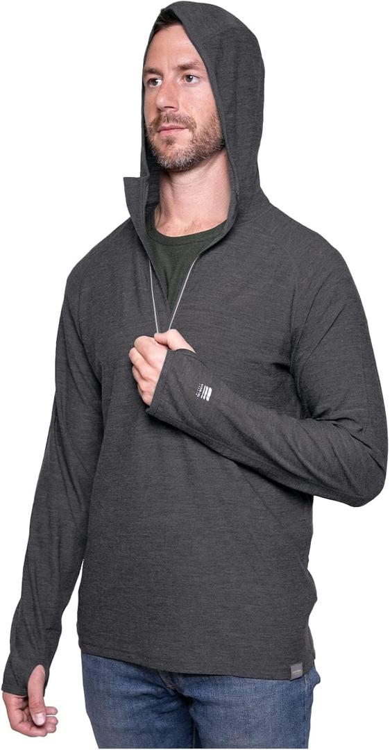 MERIWOOL Mens Base Layer Hoodie Lightweight Merino Wool Long Sleeve Thermal (Medium, Charcoal Gray)