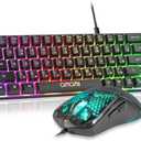 CHONCHOW 60% Gaming Keyboard and Mouse Combo, 68 Keys Wired LED RGB Backlit Black Gaming Keyboard and RGB Backlit Mouse, Small Light up Keyboard for PC Xbox PS4 (Black)