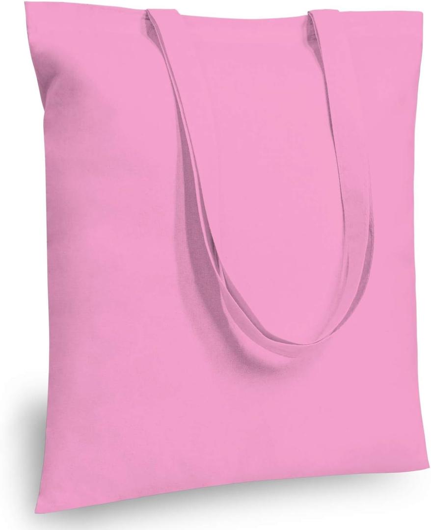 TOPDesign 4-Pack Economical 16"x15" Baby Pink Cotton Tote Bag, Lightweight Medium Reusable Grocery Shopping Cloth Bags, Suitable for DIY, Advertising, Promotion, Gift, Activity