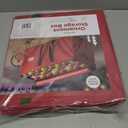 Large 128 Christmas Ornament Storage Box, Adjustable Compartment Dividers, Dual Zipper, Stackable Holiday Decorations Organizer with Lid, Xmas Durable Fabric Bin, Reinforced Handles Space-Saving (Red)