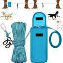 Upgraded Dog Tie Out Cable for Camping, 100FT Portable Trolley System for 2 Dogs, Knot-a-Hitch Dogs Hitching System up to 250lbs, Dog Runner for Yard Camping Training Running Hiking Outdoor