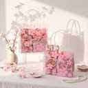 Tioncy 24 Pcs Cherry Blossom Clear PVC Gift Bags with Handle Transparent Sakura Goodie Treat Bags Cherry Blossom Party Favor Return Gift Wrap Tote for Snack Wedding Birthday Supplies, 8 x 8 x 3.15''