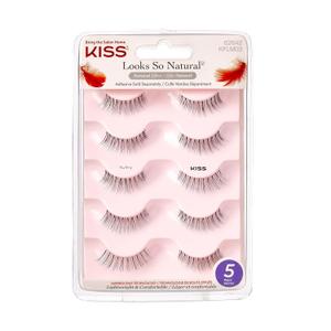 KISS Looks So Natural, False Eyelashes, 'Sultry', 12 mm, Includes 5 Pairs Of Lashes, Contact Lens Friendly, Easy to Apply, Reusable Strip Lashes, Glue-On