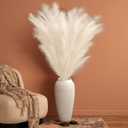 Zeyune 5 Pcs 71'' Large Faux Pampas Grass Decor Tall Faux Pampas Grass Splicable Fake Dried Boho Home Decor Beige Feathers for Vase Artificial Floral for Wedding Home Party Boho Decoration (Beige)