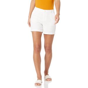 Amazon Essentials Women's Mid-Rise Slim-Fit 5 Inch Inseam Khaki Short (Available in Straight and Curvy Fits) (12, White)
