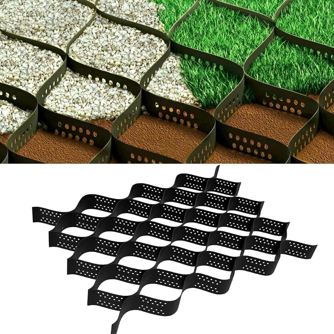2 Inch Depth Gravel Ground Base Grid Stabilizer Mud Slope Control Driveway HDPE Material Expandable Folding Permeable Paver Honeycomb Grid for Paths,Sidewalks,ParkingLots,Gardens,Yards (3.3 X 16.5 FT)