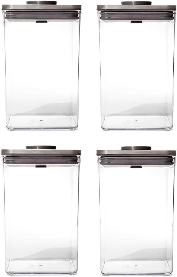 OXO Steel POP Container Big Medium Square  4.4 Qt for Flour, Sugar and More,Grey