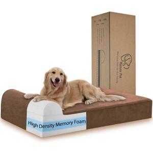 Rainmr Orthopedic Dog Beds for Large Dogs, 7" Memory Foam Dog Beds with Waterproof Liner, Durable Microsuede Cover, Removable and Washable, Nonskid Bottom, 52"x36"x7" XL Chocolate (Premium Version-Chocolate)