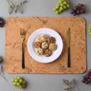 Set of 4 Cork Placemats 15.7 x 11.8 Inch Non Slip Wood Place Mats, Natural Oak Grain Rustic Table Protectors Heat Resistant Coasters for Dining