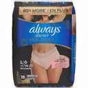 Always Discreet Boutique Incontinence and Postpartum Underwear for Women, Maximum Protection, Large, Rosy, 18 Count