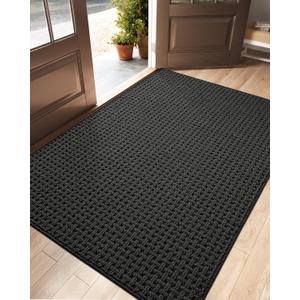 DEXI Front Entryway Door Mat Non Slip 48x72, Large Double Entry Way Mats Inside Entrance Low Profile, Welcome Doormat Dirt Trapper for Garage House Floor Home Porter Hall Backdoor Area, Dark Grey