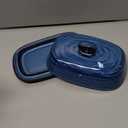 Hasense Butter Dish with Lid, Ceramic Butter Dish with Knife for Countertop with Covered, Large Butter Keeper Handle Design, Blue (Navy)