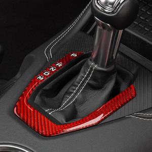 BETTERHUMZ Compatible with Ford Mustang 2024 2025 Carbon Fiber Center Console Gear Shift Display Panel Frame Sticker Car Interior Accessories (Red)