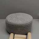 Wimarsbon Small Ottomans, 100% Hand Knitted Pouf Ottoman, Round Footrest with 4 Non-Skid Wood Legs, Boho Dcor Cotton Rope Pouffe Beside Sofa, Leisure Floor Step Chair for Living Room (Grey)