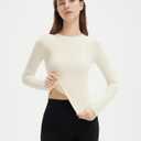 SUUKSESS Women Seamless Workout Long Sleeve Shirts Gym Athletic Running Yoga Tops (XL)