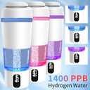 Hydrogen Water Bottle Generator Hydrogen Rich Infused Cup Portable Hydro Ionizer Machine with SPE/PEM, No Chlorine, 22 Oz 650ml Large Capacity for Home Office Exercise, White
