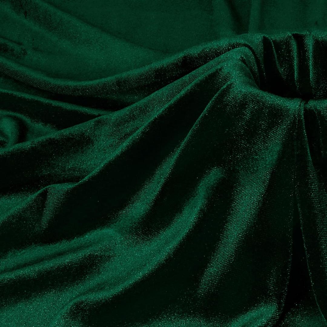 P Pothuiny Dark Green Velvet Fabric by The Yard, 5 Yards x 60 Inch Wide Luxury & Soft Stretchy Velvet Cloth Fabric for Sewing, Apparel, Upholstery - 90% Polyester 10% Spandex