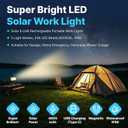 90W Solar Rechargeable Work Light 9000LM, 348 LEDs, 4800mAh, 10H Runtime, IP66 Rainproof, 5 Modes – Portable LED Solar Work Light for Emergency, Camping & Repair