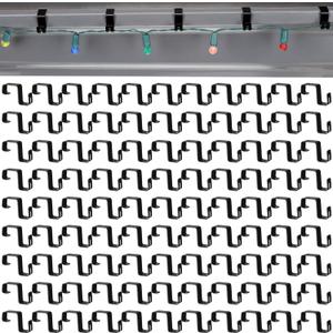 100 Pcs Gutter Clips for Hanging Outdoor Lights Aluminum Gutter Hooks Weatherproof Christmas String Light Hangers for Holiday Halloween Xmas Decoration (Black)