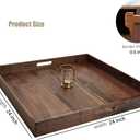 24 x 24 Inches Extra Large Square Black Walnut Wood Ottoman Tray with Handles, Serve Tea, Coffee or Breakfast in Bed, Classic Wooden Decorative Serving Tray