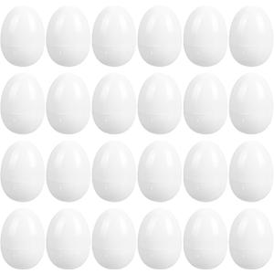 24 Pcs Easter Eggs Plastic Fillable Easter Eggs Bulk Empty Blank for Easter Basket Stuffers Fillers Easter Theme Party Favor Easter Hunt Stuffers Classroom Prize (White)