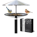HYBIRD Bird Feeder and BirdBath Combo with Stand – Rust Proof Stainless Steel Metal Bird Feeder with Aluminum Pole is Frost Proof and Weatherproof, Attracts Cardinals, Chickadees, Finch, Wild Birds