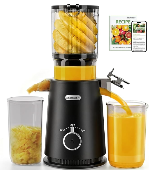 Wide Mouth Feed Chute with Self Feeding Hands-Free Design - Cold Press Juicer for Vegetables and Fruits
