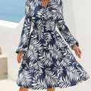 BTFBM Women Fall Dresses 2026 Floral Long Sleeve Mini Boho Dress (M)
