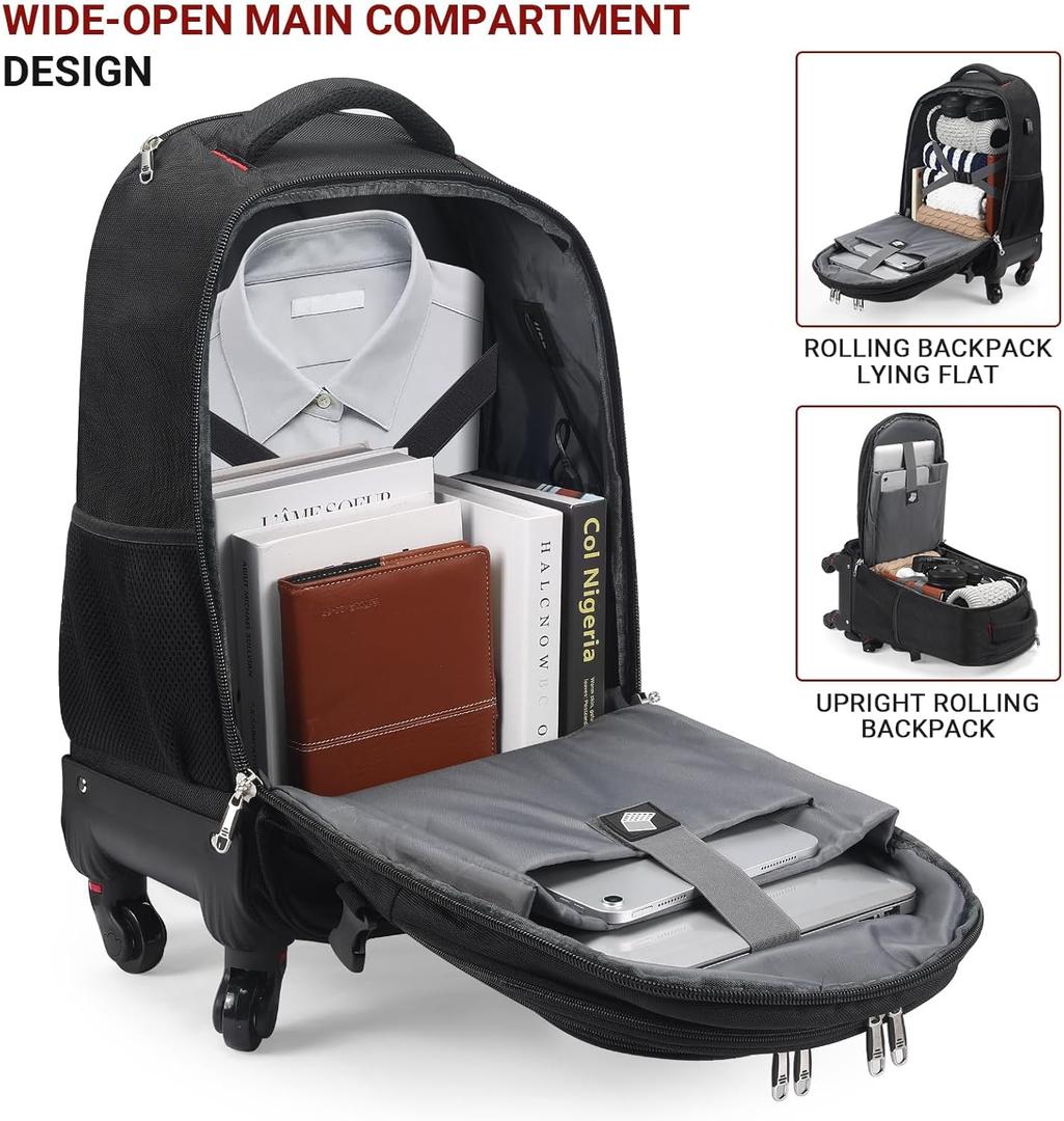 star cloud Rolling Backpack with Wheels - Airline Approved Underseat Travel Luggage, Ideal 18 * 14 * 8 Personal Item Suitcase, Wheeled Backpack, Roller Backpack