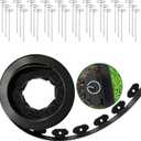 4 in Tall Landscape Edging, 120 ft Garden Border with 120 Metal Spikes, Flexible Plastic for Lawns - Black, No-Dig Design