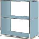 32-Inch 2-Tier Metal Bookcase, Open Shelf Storage Organizer for Living Room, Bedroom, Side Table or Nightstand Use, Modern DIY Assembly, Blue