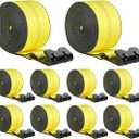 VEVOR Truck Straps, 4" x 40' Heavy Duty Tie Down w/Flat Hooks 18,000lbs Break Strength, WLL# 6000lbs, Cargo Straps tie Down for Flatbeds, Trucks, Trailers, Farms, Rescues, Tree Saver, Yellow(10 Pack)