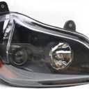 Headlight Assembly for Kenworth T680 2013-2021, Halogen Headlamps with Bulbs, Black House Clear Lens - Right Side, OE Replacement, Better Lighting for Drivers