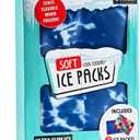 Cool Coolers by Fit & Fresh 2 Pack Soft Ice, Flexible Stretch Nylon Reusable Ice Packs for Lunch Boxes & Coolers, Blue Tye Dye (Standard)