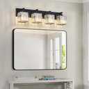 Modern Bathroom Vanity Light 4-Lights Plating Black Crystal Bathroom Wall Light Vanity Light Fixtures