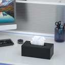 FEMELI Acrylic Tissue Box Cover Rectangular - Matte Solid Cube Napkin Holder with Magnetic Bottom, Modern Decorative Facial Paper Dispenser for Bathroom, Bedroom, Kitchen - Black