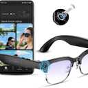Mingtawn AI Smart Glasses 8MP Anti-Shake Camera Glasses, 290mAh, BT Call, 4K HD Camera with Video Recording Dual Mic, IP66, Simultaneous Interpretation/GPT Identify ObjectsBlue Light 2